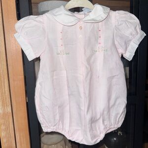 Rosey Kids heirloom bubble embroidered romper baby girl peter pan collar flowers